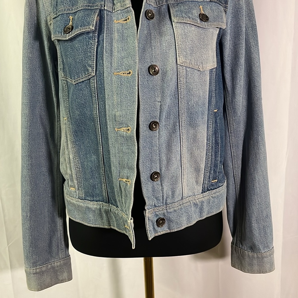 Paige Patchwork Denim Button Front Trucker Jacket - image 7